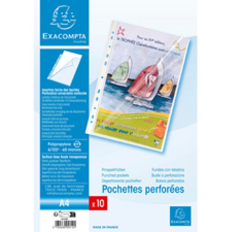 EXACOMPTA Pochette perforée, A4, PP, transparent
