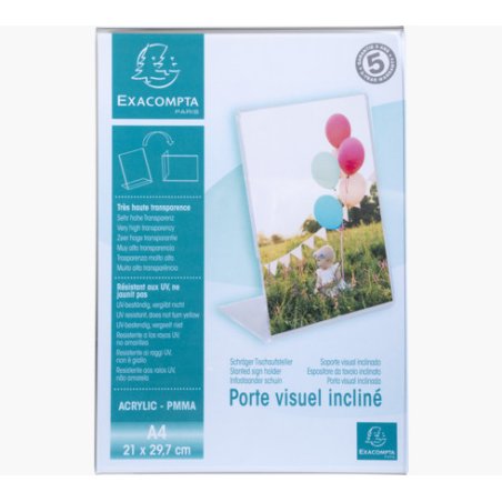 Exacompta 84058D support de panneau et stand d'information A4 polyméthacrylate de méthyle (PMMA) Transparent