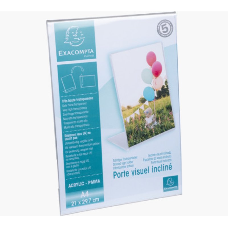 Exacompta 84058D sign holder/information stand A4 Polymethyl methacrylate (PMMA) Transparent