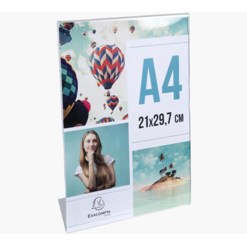 Exacompta 84058D sign holder/information stand A4 Polymethyl methacrylate (PMMA) Transparent