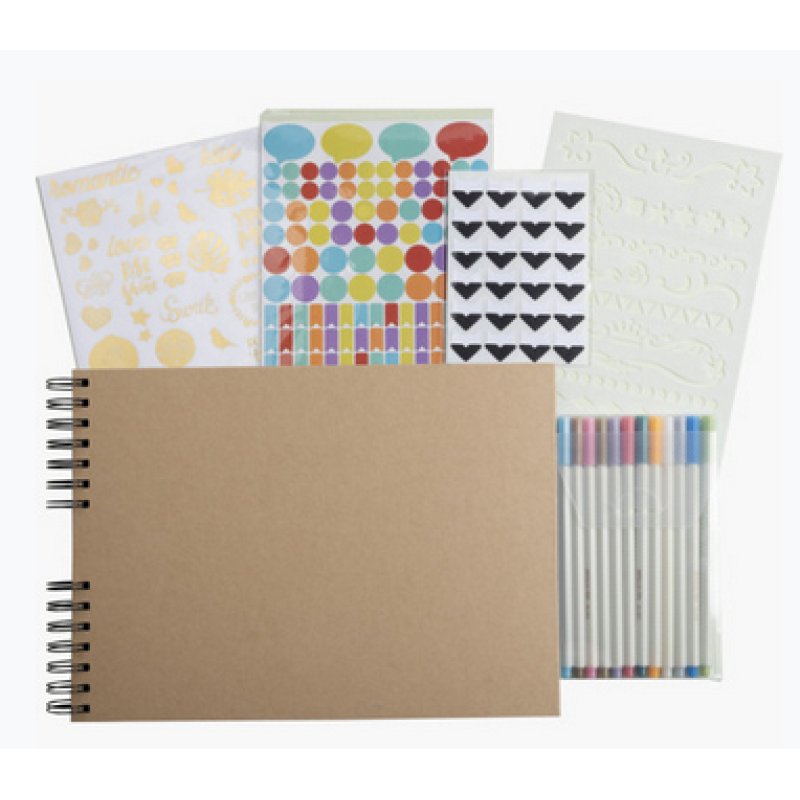 Exacompta Kit de scrapbooking album 70 pages noires scrap-addict - kraft brun
