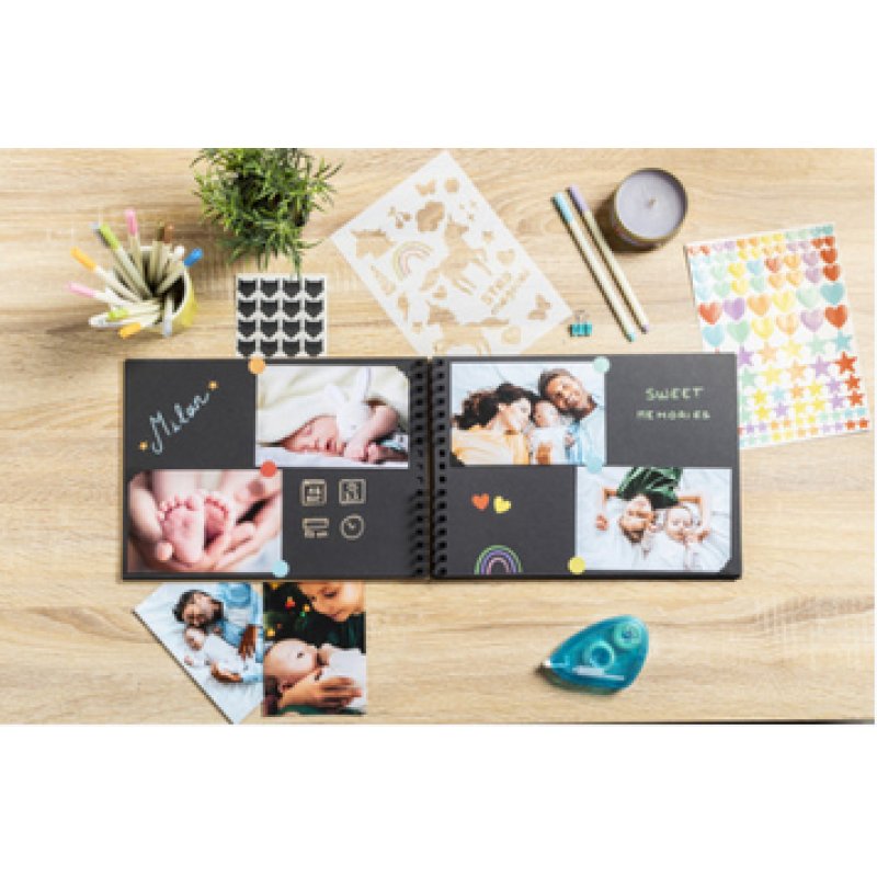 Exacompta Kit de scrapbooking album 70 pages noires scrap-addict - kraft brun