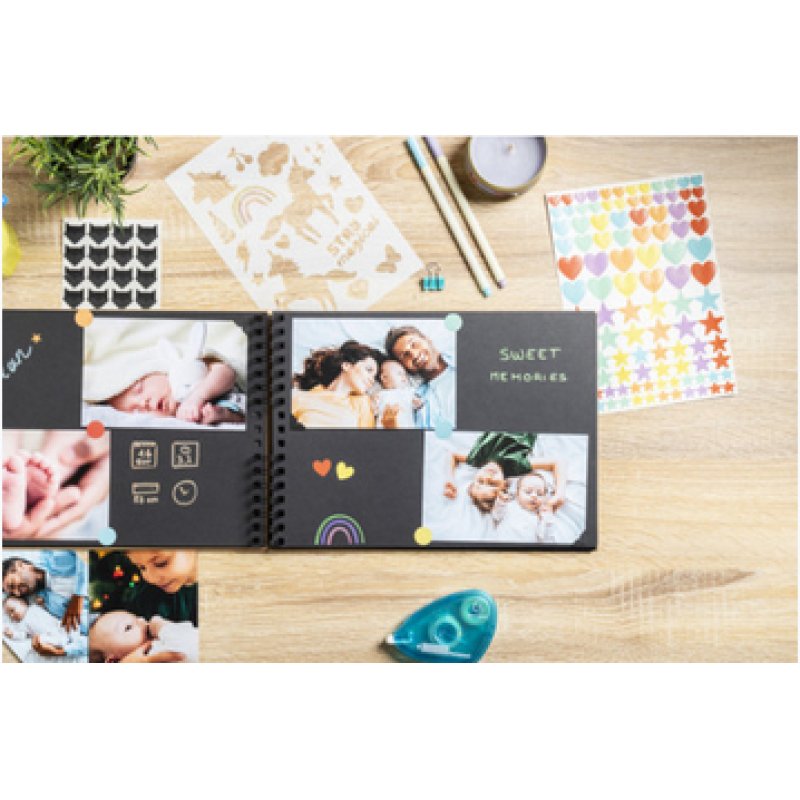 Exacompta Kit de scrapbooking album 70 pages noires scrap-addict - kraft brun