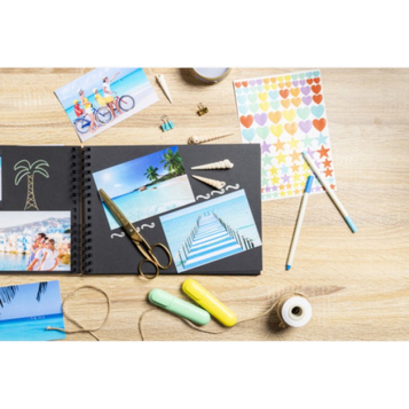 Exacompta Kit de scrapbooking album 70 pages noires scrap-addict - kraft brun