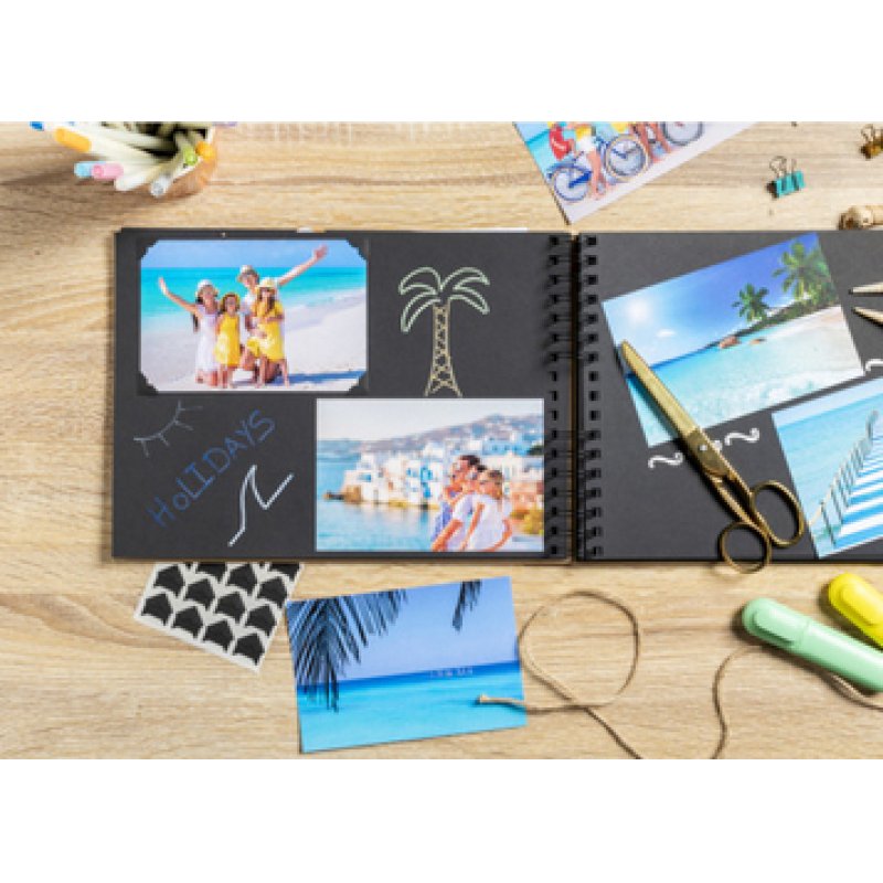 Exacompta Kit de scrapbooking album 70 pages noires scrap-addict - kraft brun