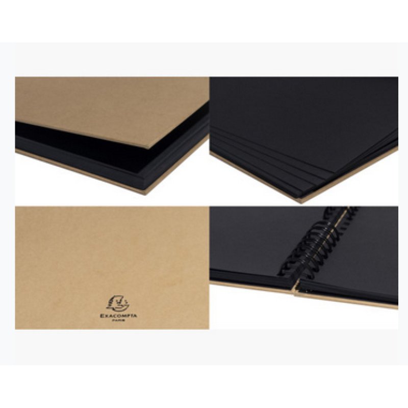 Exacompta Kit de scrapbooking album 70 pages noires scrap-addict - kraft brun