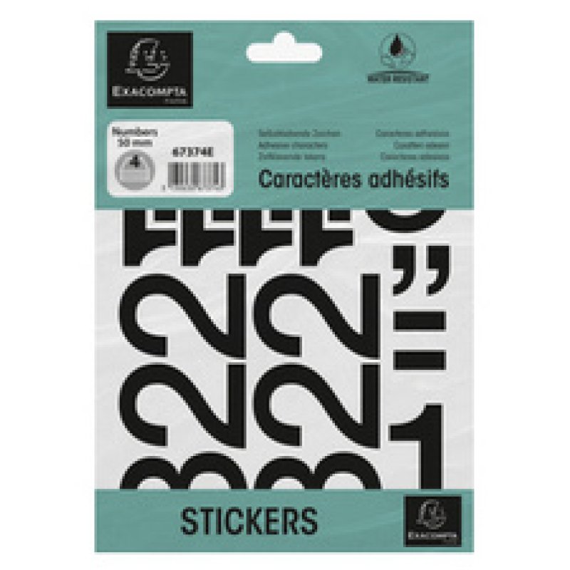 EXACOMPTA Chiffres auto-adhésifs 0-9, 20 mm, noir