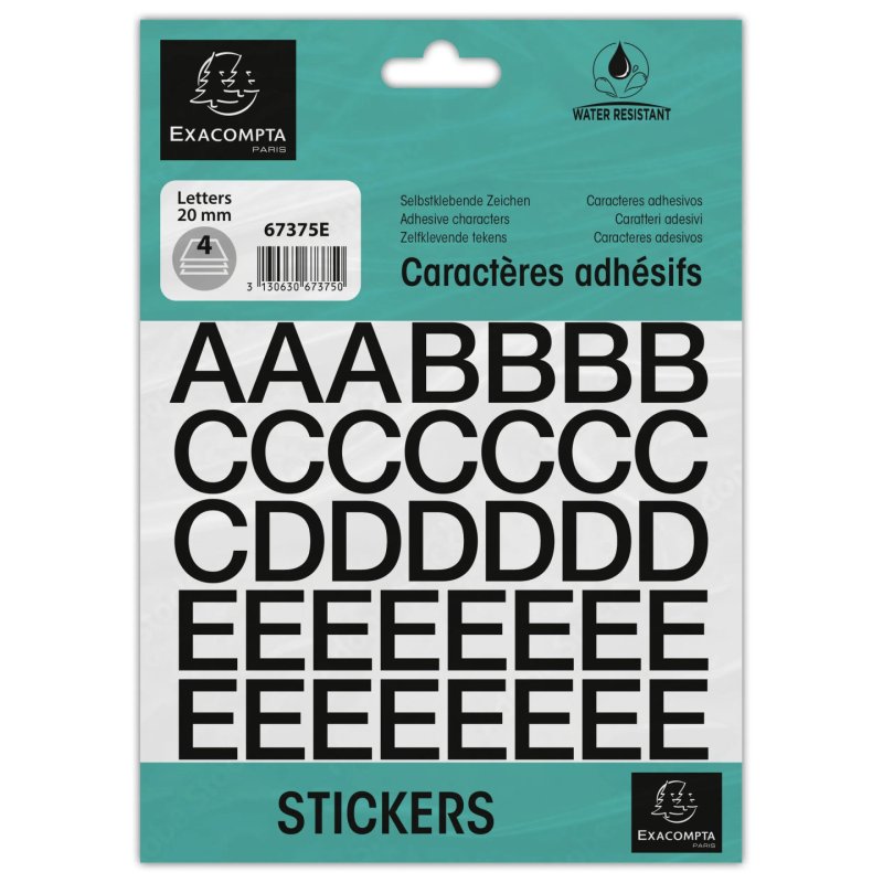 EXACOMPTA Lettres auto-adhésives A-Z, 20 mm, noir