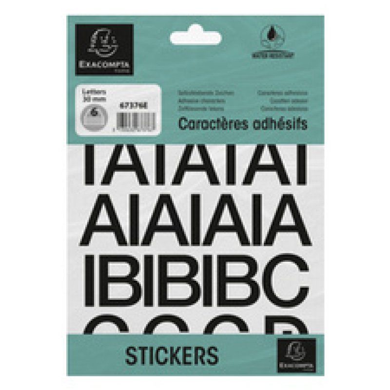 Exacompta 67384E lettre et chiffre autocollants Noir Lettre, symbole