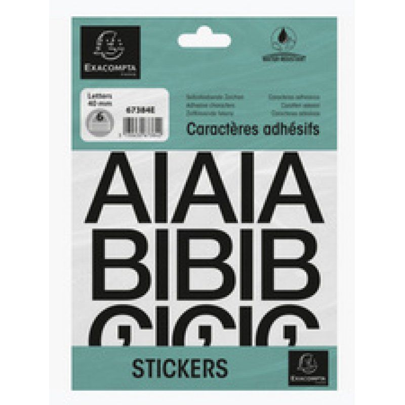 Exacompta 67384E lettre et chiffre autocollants Noir Lettre, symbole