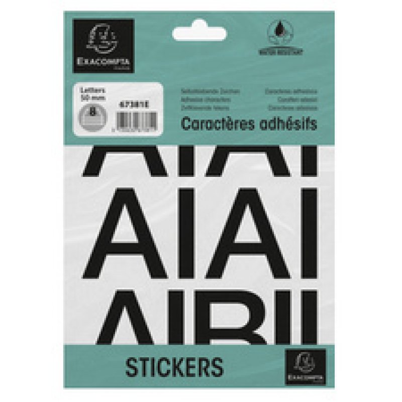 Exacompta 67385E lettre et chiffre autocollants Noir Lettre, symbole