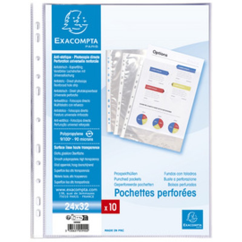 EXACOMPTA Pochette perforée, A4 , PP, transparent lisse