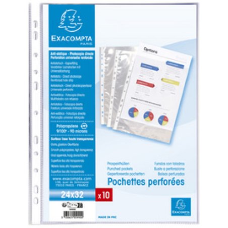 EXACOMPTA Pochette perforée, A4 , PP, transparent lisse