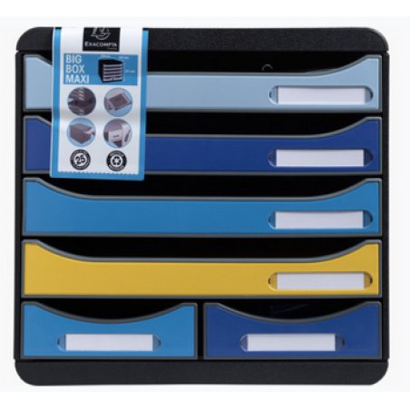 Exacompta Module De Classement Big Box Maxi 6 Tiroirs Bee Blue - Couleurs Assorties - Nouveauté