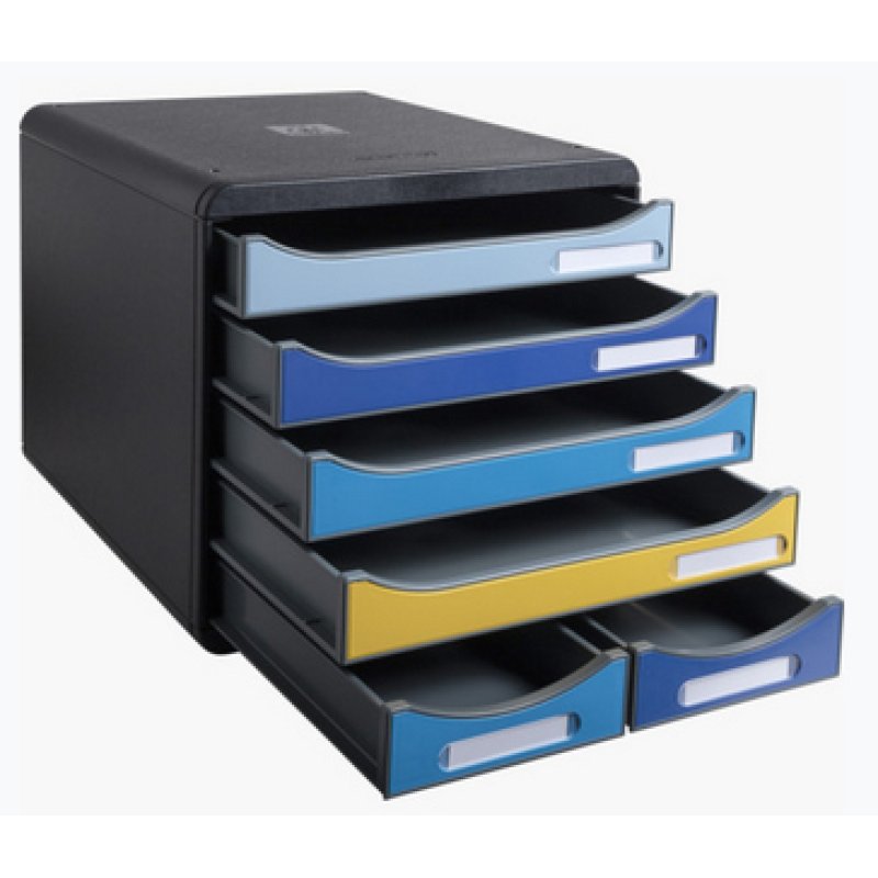 Exacompta Module De Classement Big Box Maxi 6 Tiroirs Bee Blue - Couleurs Assorties - Nouveauté