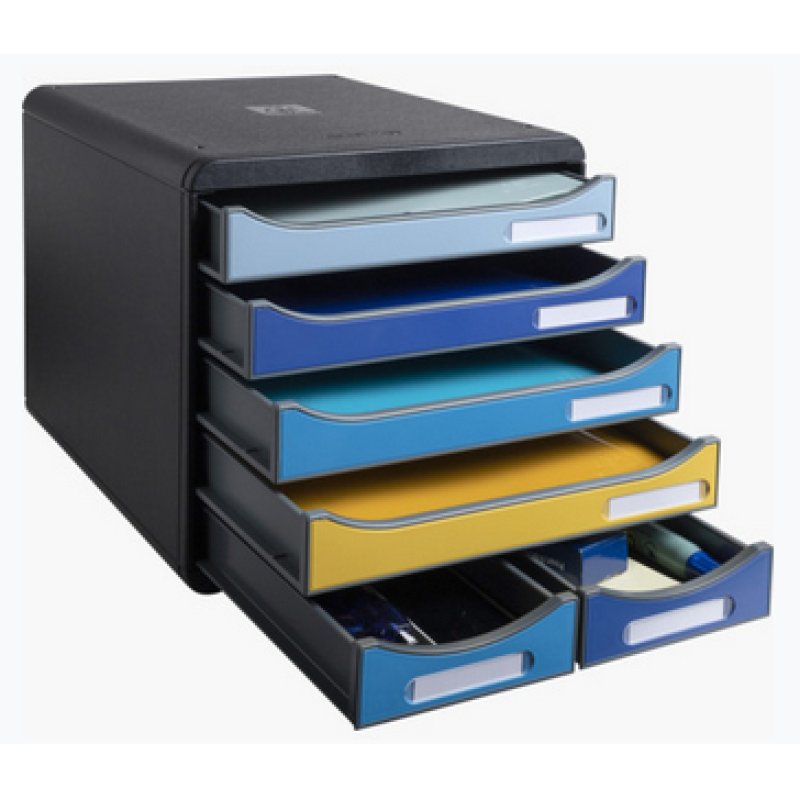 Exacompta Module De Classement Big Box Maxi 6 Tiroirs Bee Blue - Couleurs Assorties - Nouveauté