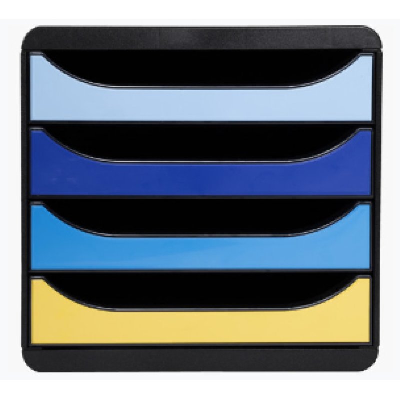 Exacompta Module De Classement Big Box 4 Tiroirs Bee Blue - Couleurs Assorties - Nouveauté