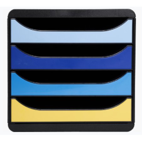 Exacompta Module De Classement Big Box 4 Tiroirs Bee Blue - Couleurs Assorties - Nouveauté
