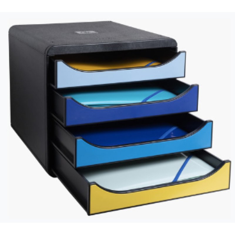 Exacompta Module De Classement Big Box 4 Tiroirs Bee Blue - Couleurs Assorties - Nouveauté