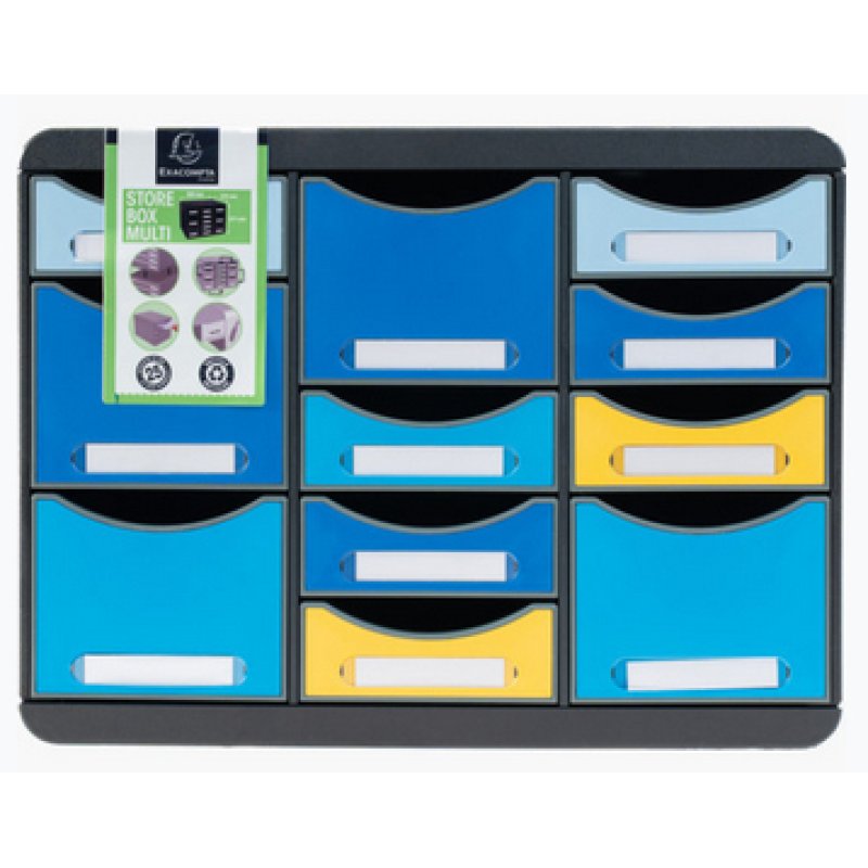 Exacompta Moule De Classement Storebox Multi 11 Tiroirs Bee Blue - Couleurs Assorties - Nouveauté