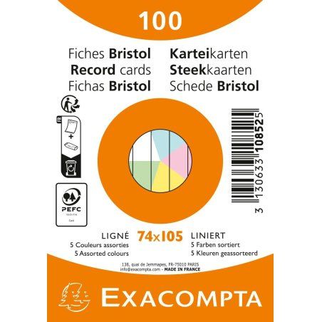 Exacompta 10852E intercalaire Bleu, Vert, Rose, Blanc, Jaune 100 pièce(s)