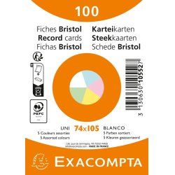 Exacompta 10552E index card Blue, Green, Pink, White, Yellow 100 pc(s)
