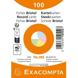 EXACOMPTA Fiches bristol, A7, uni, assorti