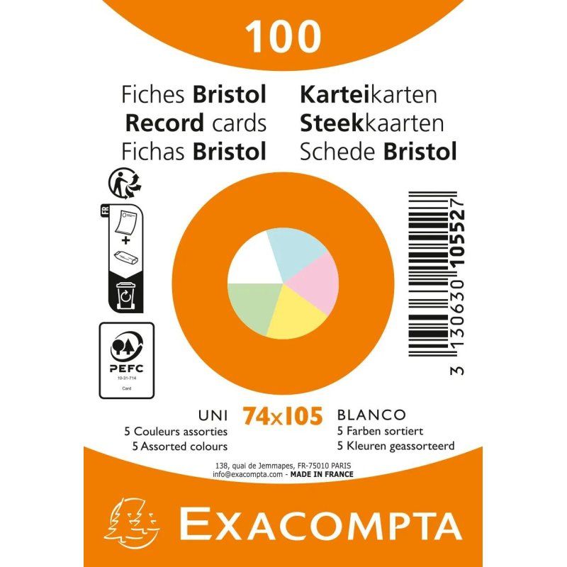 Exacompta 10552E intercalaire Bleu, Vert, Rose, Blanc, Jaune 100 pièce(s)