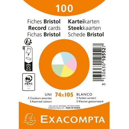 Exacompta 10552E intercalaire Bleu, Vert, Rose, Blanc, Jaune 100 pièce(s)