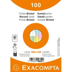 EXACOMPTA Fiches bristol, A6, ligné, assorti