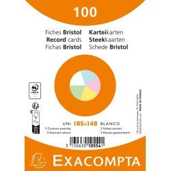 Exacompta 10554E index card Blue, Green, Pink, White, Yellow 100 pc(s)