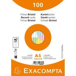 Exacompta 10858E index card Blue, Green, Pink, White, Yellow 100 pc(s)