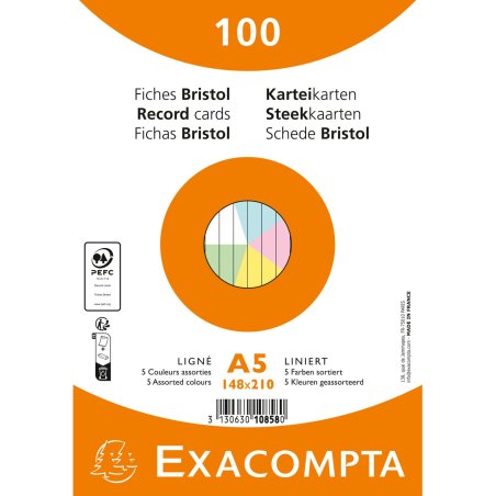 Exacompta 10858E intercalaire Bleu, Vert, Rose, Blanc, Jaune 100 pièce(s)