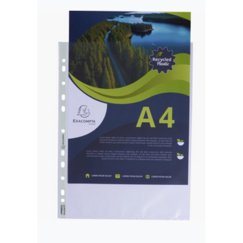 Exacompta OPAK Recycled Punched Pockets 60 micron A4, Pack 100