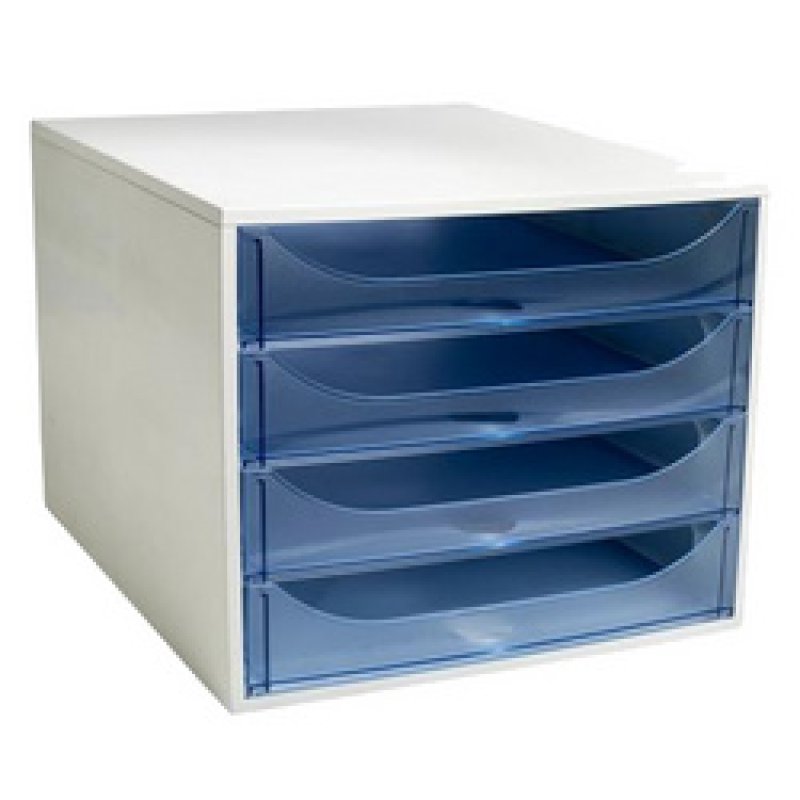 EXACOMPTA Module de classement ECOBOX, 4 tiroirs, bleu nuit