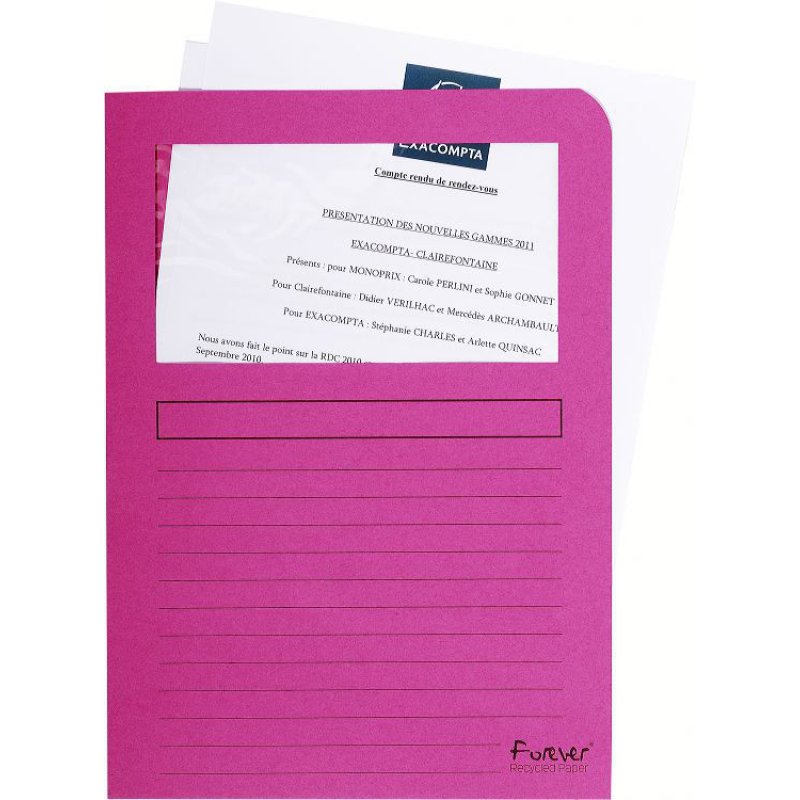 EXACOMPTA Chemise à fenêtre FOREVER, A4, 130 g/m2, assorti