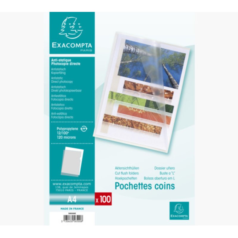 Exacompta 58500E protecteur de feuilles 210 x 297 mm (A4) Polypropylène (PP) 100 pièce(s)