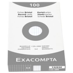 EXACOMPTA Fiche bristol, 125 x 200 mm, quadrillé, assorti
