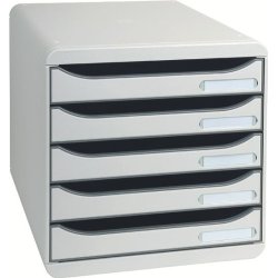 EXACOMPTA Schubladenbox BIG-BOX PLUS, 5 Schübe, lichtgrau