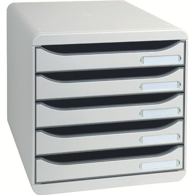 EXACOMPTA Schubladenbox BIG-BOX PLUS, 5 Schübe, lichtgrau