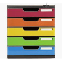 Exacompta 331798D bac de rangement de bureau Plastique Noir, Bleu, Vert, Orange, Rouge, Jaune