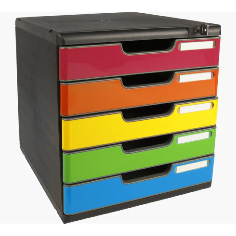 Exacompta 331798D bac de rangement de bureau Plastique Noir, Bleu, Vert, Orange, Rouge, Jaune