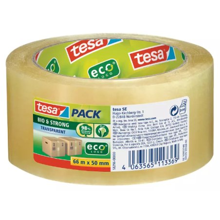 tesapack Ruban adhésif d'emballage BIO & STRONG, 50mm x 66 m