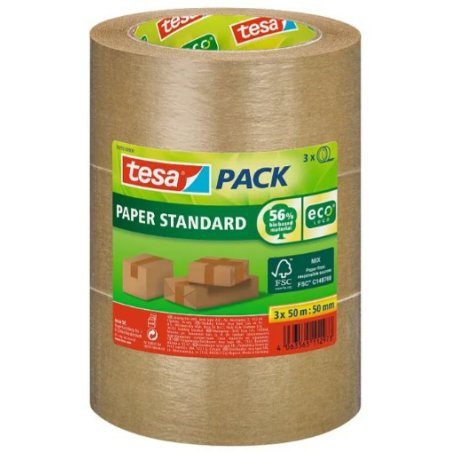 tesapack Ruban adhésif d'emballage PAPER ecoLogo, 38mm x 25m