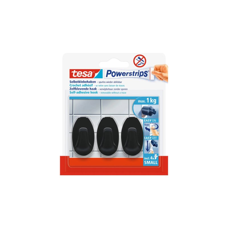 TESA Powerstrips Intérieure Crochet universel Noir 3 pièce(s)