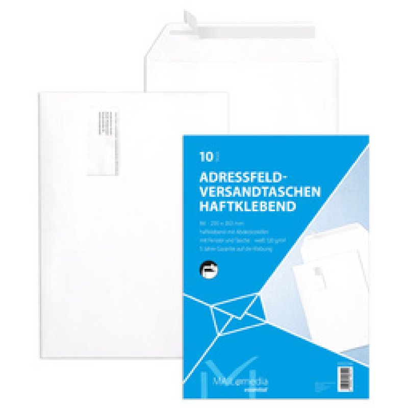 MAILmedia Adressfeld-Versandtasche B4, mit Fenster, weiß