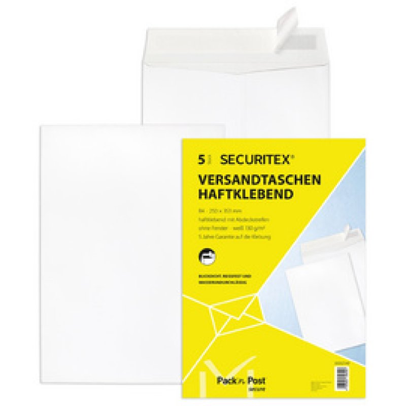 SECURITEX Pochette d'expédition, C5, sans fenêtre, blanc