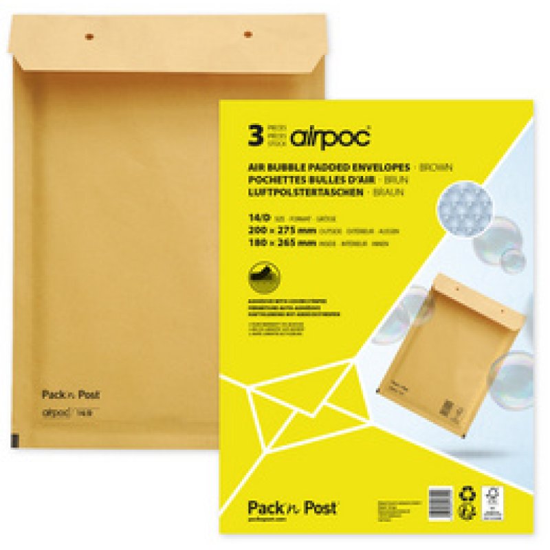 MAILmedia Pochettes d'expédition matelassées, typ 14/D, brun