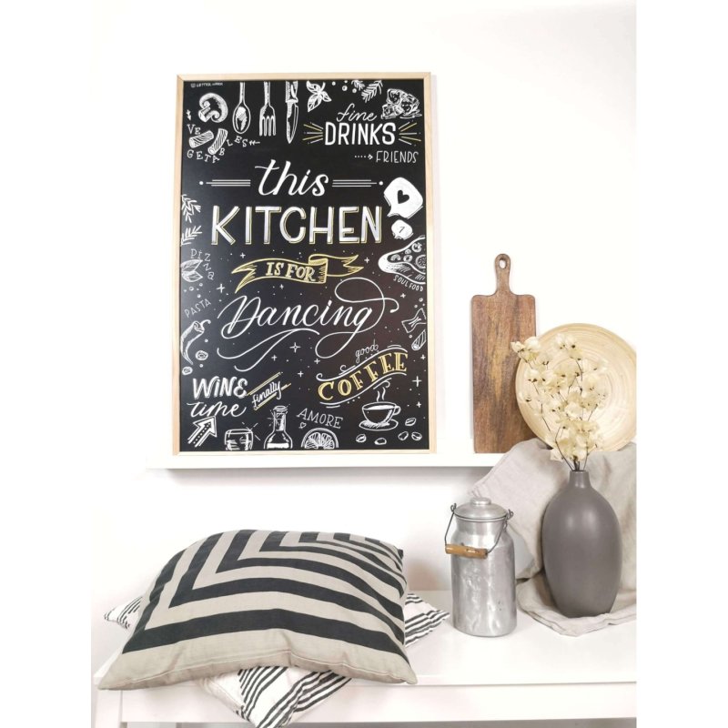 MAUL Tableau avec cadre en bois, (L)900 x (H)600 mm, noir