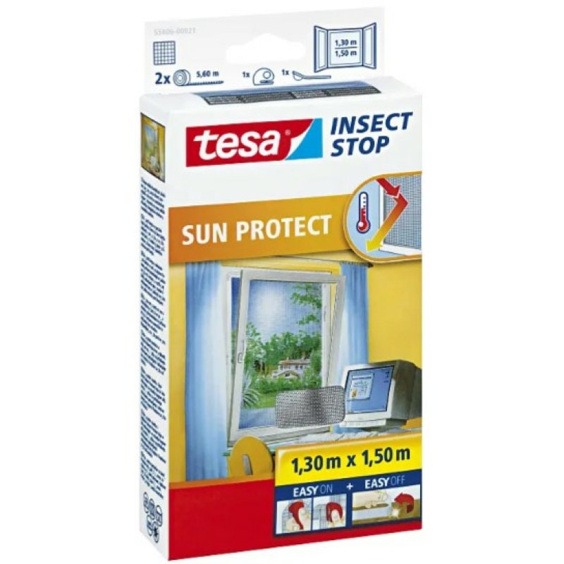 tesa Moustiquaire avec protection solaire pour fenêtre